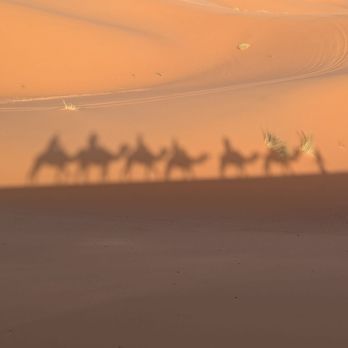 Kimkim Travel - Sun setting as we trek to Camp Tiziri, Sahara Desert. - Travel Services Near Me - Boulder, Colorado