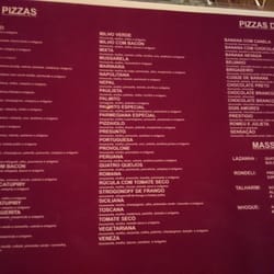 Du Monge Pizza Bar - Cardápio do rodízio de massas