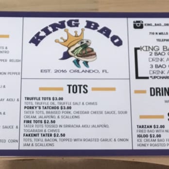 King Bao - The menu - bao and tots! - Asian Fusion Near Me - Orlando, Florida