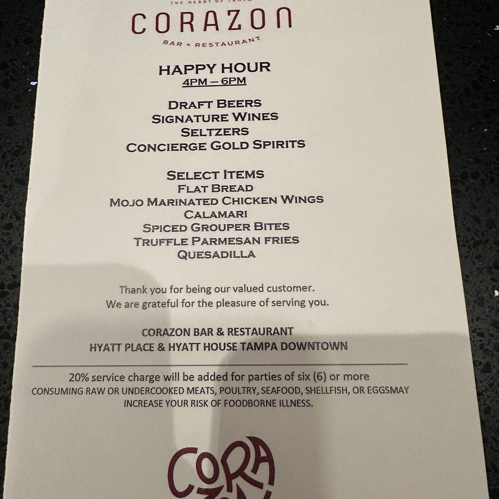 Happy hour menu Happy hour menu