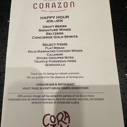Happy hour menu Happy hour menu