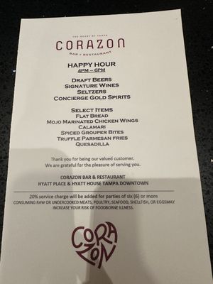 Menu photo 2 Corazon Tampa, FL Menu photo 2 Corazon Tampa, FL
