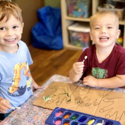 Argyle Fine Arts Preschool - Working on fine motor while polishing nails