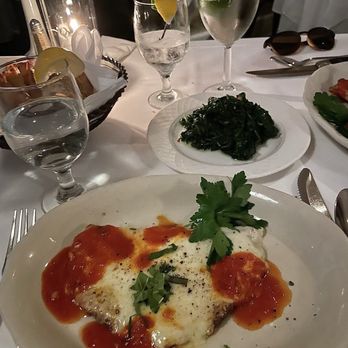 Il Mulino - Pollo Parmigiana; Sauted Spinach, Garlic - Italian Near Me - New York, New York Il Mulino - Pollo Parmigiana; Sauted Spinach, Garlic - Italian Near Me - New York, New York