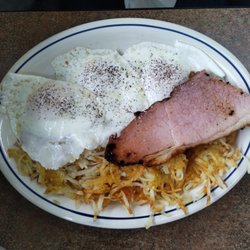 Delly Belly Bakery - Over easy eggs, ham and hash browns