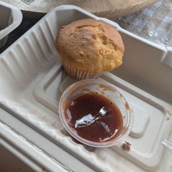 Gorilla Barbeque - Jiffy Cornbread muffin $2.75 Dry as eff..... - Barbeque Near Me - Pacifica, California
