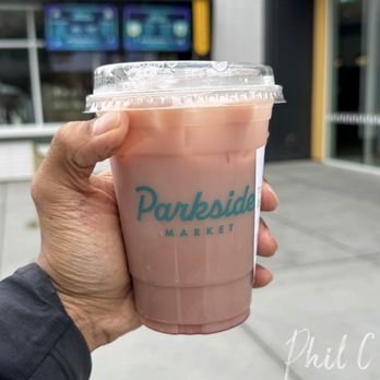 Parkside Market - Cherry Blossom Milk Tea $6.00 - Black Tea, Cherry, Vanilla, Cholce of Milk - Food Court Near Me - Anaheim, California Parkside Market - Cherry Blossom Milk Tea $6.00 - Black Tea, Cherry, Vanilla, Cholce of Milk - Food Court Near Me - Anaheim, California
