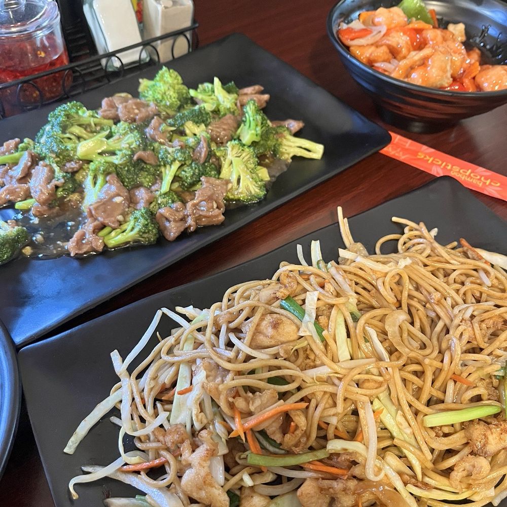 Sweet & sour chicken, chicken chow mein, beef & broccoli. Sweet & sour chicken, chicken chow mein, beef & broccoli.