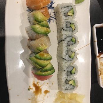 Sakura Sushi - Rainbow roll (I may have eaten a couple bites... whoops) & yellowtail avocado roll - Japanese Near Me - Phoenix, Arizona Sakura Sushi - Rainbow roll (I may have eaten a couple bites... whoops) & yellowtail avocado roll - Japanese Near Me - Phoenix, Arizona