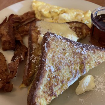 Tallyrand Restaurant - My French Toast Special with well done bacon and the best eggs! - Diners Near Me - Burbank, California