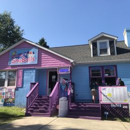 a purple and blue building