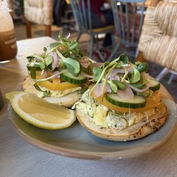 Backyard Café - Everything Nice Bagel Tartine - no meat, add egg - Cafes Near Me - Sunnyvale, California