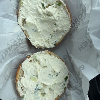 Sixth Borough Bagels - Plain bagel, toasted, with scallion cream cheese - Bagels Near Me - Olympia, Washington Sixth Borough Bagels - Plain bagel, toasted, with scallion cream cheese - Bagels Near Me - Olympia, Washington