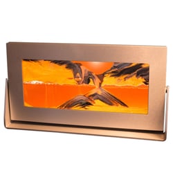 Exotic Sands - Exotic Sands - Liquid Sand Art Sculpture - Medium Silver Aluminum Frame - Sunset Orange Liquid - Contemporary Artwork