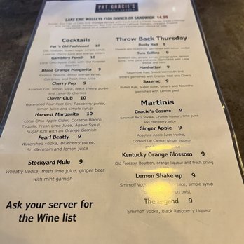 Pat and Gracie's - Drink menu - American Near Me - Columbus, Ohio Pat and Gracie's - Drink menu - American Near Me - Columbus, Ohio