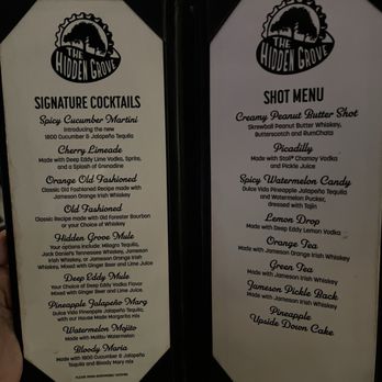 The Hidden Grove - Bar menu - Bars Near Me - Schertz, Texas