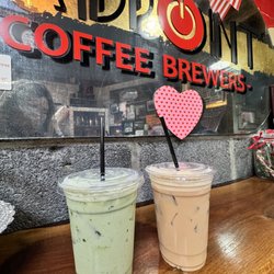 Matcha and chai iced latte