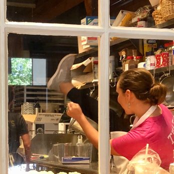 Merridee's Breadbasket - Photo of pastry kitchen employee yesterday.  Making pie crust, kungfoo kicking over the board, no gloves, hairnet...unbelievable! - Bakeries Near Me - Franklin, Tennessee