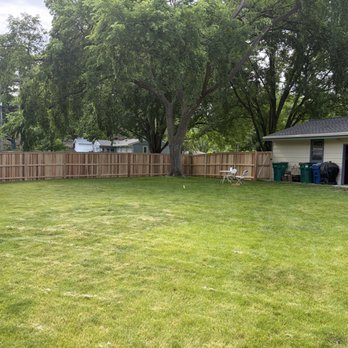 Martz Fencing - 6' Cedar fence, steel driven posts, board to board, top cap and trim. About 150'. Not shown: one other small section of fence. - Fences & Gates Near Me Martz Fencing - 6' Cedar fence, steel driven posts, board to board, top cap and trim. About 150'. Not shown: one other small section of fence. - Fences & Gates Near Me