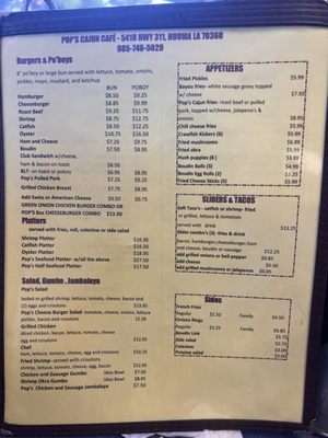Menu photo 2 Pop’s Cajun Cafe Houma, LA