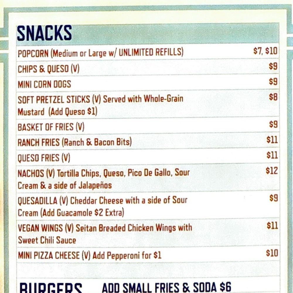 Doc's Drive In Theatre - MENU FRONT - Outdoor Movies Near Me - Buda, Texas