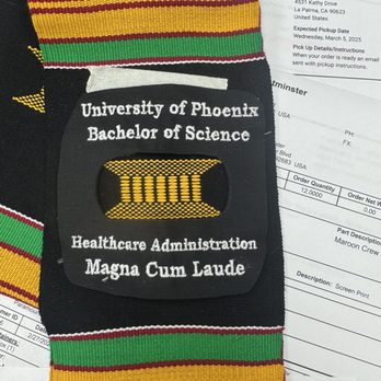 DI Graphics - This picture is of the draft of the word placement for my graduation sash/stole.. - Screen Printing Near Me - Paramount, California