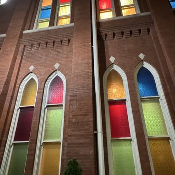 Ryman Auditorium - Side view of venue; stained glass windows! - Music Venues Near Me - Nashville, Tennessee