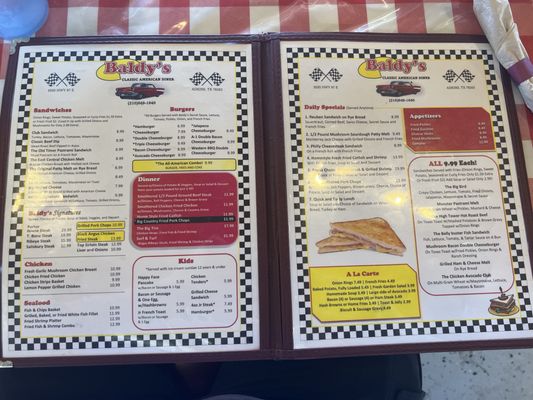 Menu photo 2 Baldy's Classic American Diner Adkins, TX Menu photo 2 Baldy's Classic American Diner Adkins, TX