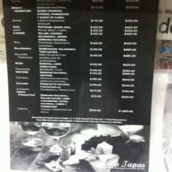 Las Tapas de San Juan - Lista de precios de baguet