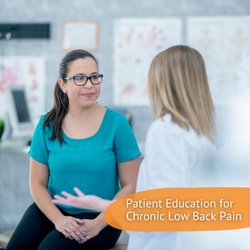 Getzik Family Chiropractic - A female doctor in a white coat speaks with a female patient wearing glasses and a teal shirt, who is sitting and looking at ...