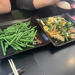 Stir fry green beans and egg with chives and tofu Stir fry green beans and egg with chives and tofu