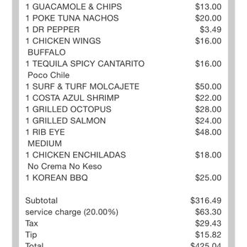 Compadres Cantina - Service charge way too high. - Mexican Near Me - Ontario, California
