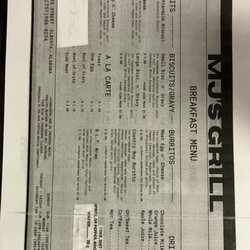 MJs Grill - Breakfast Menu 08/25