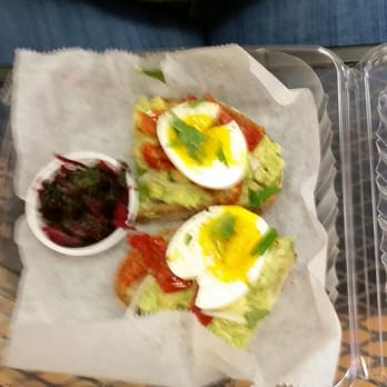 Gettysburg Baking - Open face Avocado tartine on sourdough, served with a very tasty pickled slaw of beets and kale. - Bakeries Near Me - Biglerville, Pennsylvania