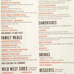 Cowboy Chicken - This is the current menu