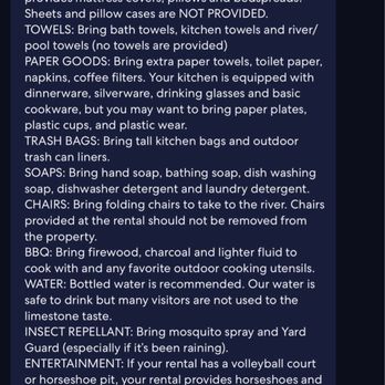 Frio Fun - Final of three texts inside of 30-day cancellation window stating more things not provided. - Vacation Rentals Near Me
