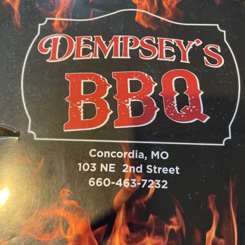 Dempsey's BBQ - Menu front - Barbeque Near Me - Concordia, Missouri