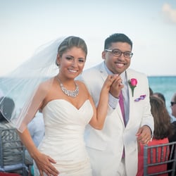 Life Wonders Photography - Angelica and Daniel filled with joy after have just said "I do" at their Playa del Carmen beach wedding.