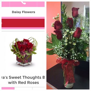 Daisy Flowers - I paid $70 something to get the left one on the picture and they deliver cheap roses cheap arrangement on the right picture. - Florists Near Me - London, Ontario Daisy Flowers - I paid $70 something to get the left one on the picture and they deliver cheap roses cheap arrangement on the right picture. - Florists Near Me - London, Ontario