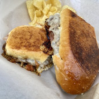 Queen Street Grocery - El Cuban (Pulled Pork, Ham, Swiss, Dijon Mustard, Dill Pickle on a Cuban Roll). - Sandwiches Near Me - Charleston, South Carolina