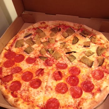 Uncle Tomy's Original Pizza - Large pizza, half pepperoni and half eggplant & sharp provolone.  Delicious! - Pizza Near Me - Philadelphia, Pennsylvania