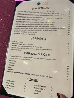 Menu photo 6 Saar Indian Bistro New York, NY Menu photo 6 Saar Indian Bistro New York, NY