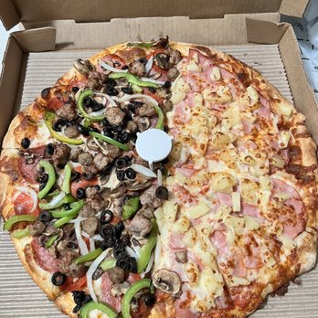 Pizza Guys - Half combo/half Hawaiian delight - Pizza Near Me - Sacramento, California Pizza Guys - Half combo/half Hawaiian delight - Pizza Near Me - Sacramento, California