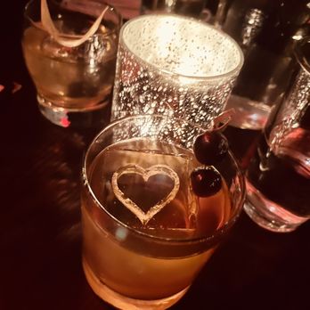 Parlour - Parlour Old Fashioned with an adorable heart ice cube - New American Near Me - Minneapolis, Minnesota