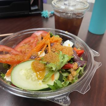 Garden Cafe - Greek salad and iced americano - Cafes Near Me - Media, Pennsylvania