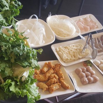 Happy Lamb Hot Pot - Assortment of meats, veggies, and noodles. - Mongolian Near Me - Mountain View, California