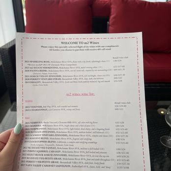 m2 Wines - Tasting Room Menu - Wine Tasting Room Near Me - Acampo, California