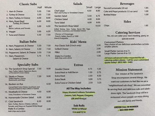 Menu photo 3 The Sandwich Shop Williston, SC