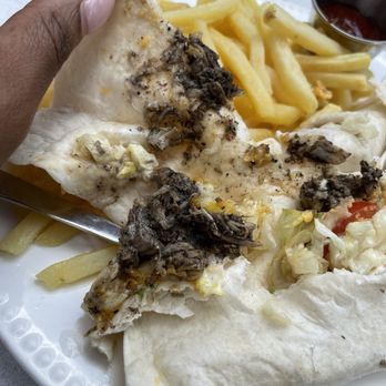 Blue Mountain Coffee House - Spicy Jerk Chicken Wrap & French Fries - Coffee & Tea Near Me - West Palm Beach, Florida