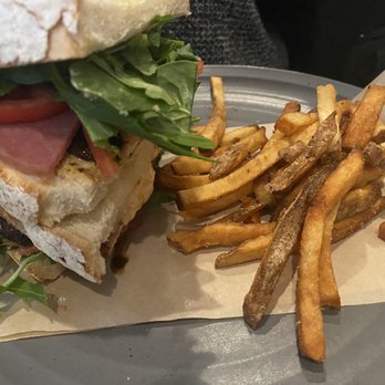1608 Crafthouse - Blackened chicken sandwich with ham and fries - Gastropubs Near Me - Virginia Beach, Virginia